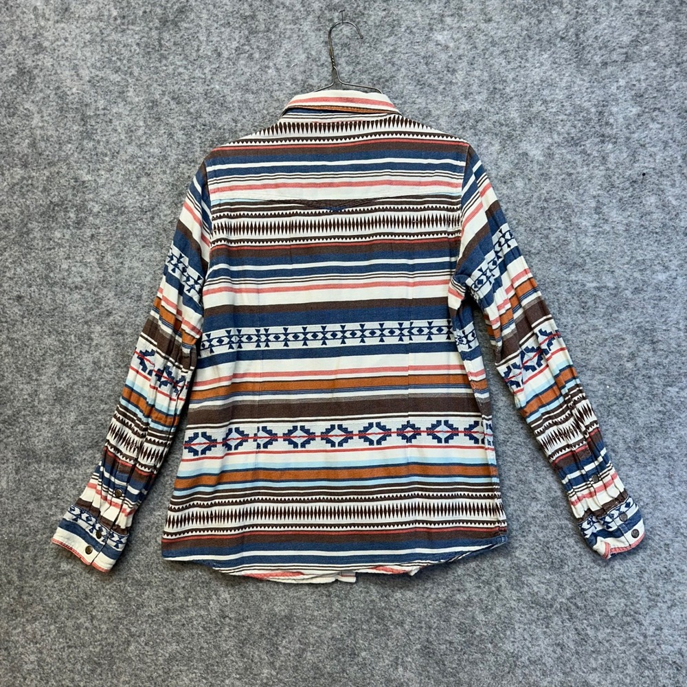 Ariat REAL Western Snap Shirt Women Size Small Blue Brown Southwest Geometric - Picture 2 of 9